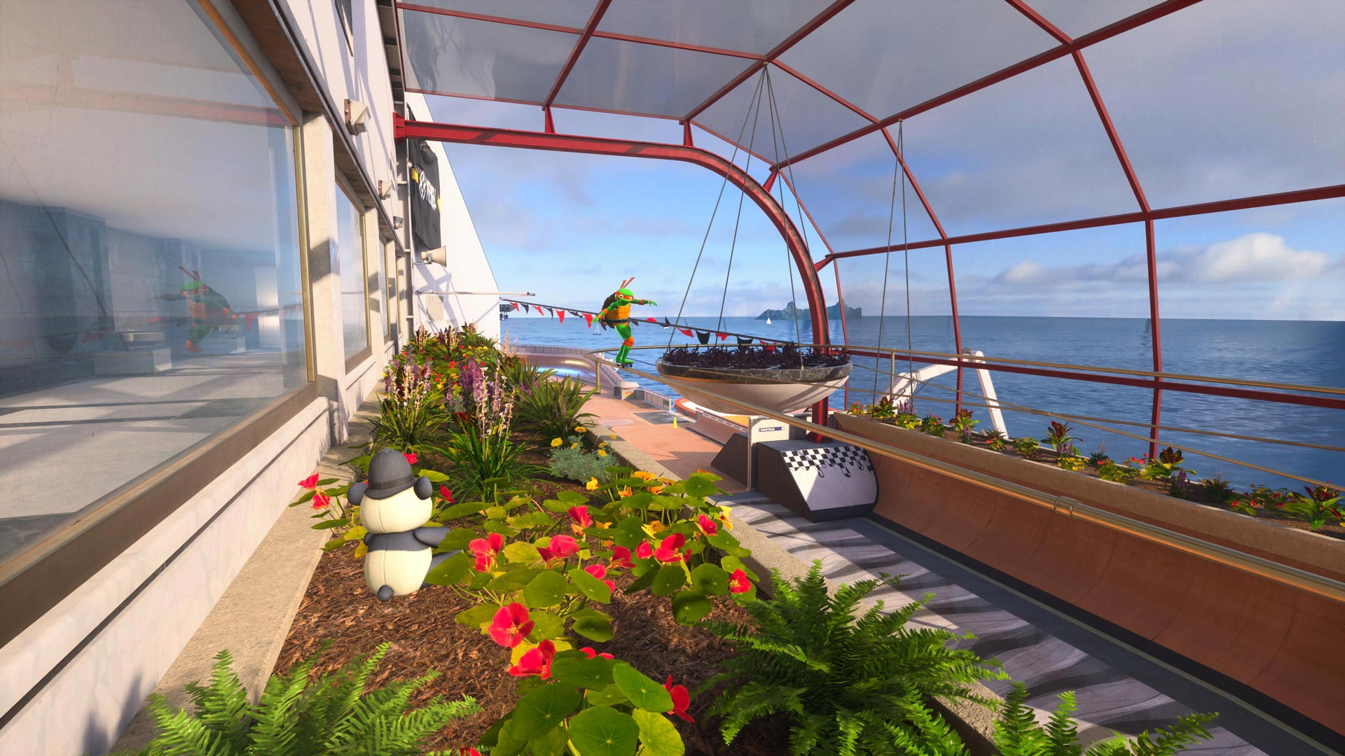 A plush hidden within the plants.