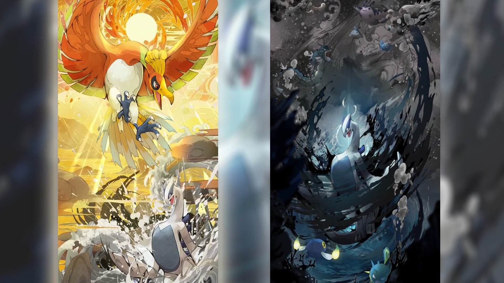 The Ho-Oh and Lugia art.