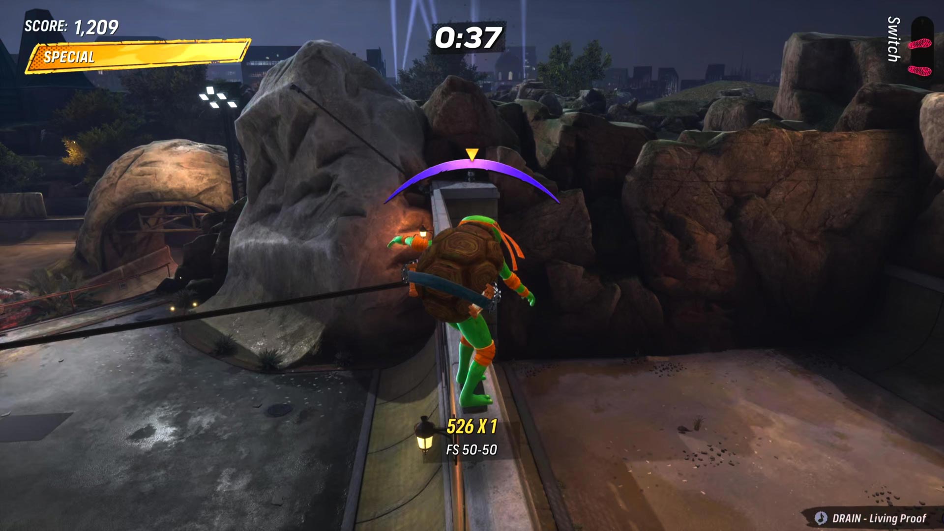 Michelangelo grinds over the lion enclosure.