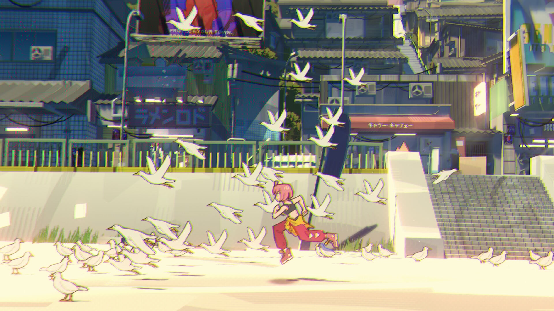 A woman runs along the beach. 